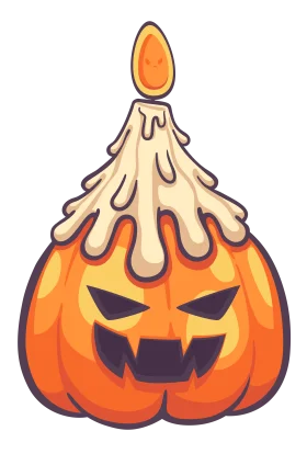 Spooky Halloween Candlelit Jack-o'-Lantern Clipart with Melting Wax Effect
