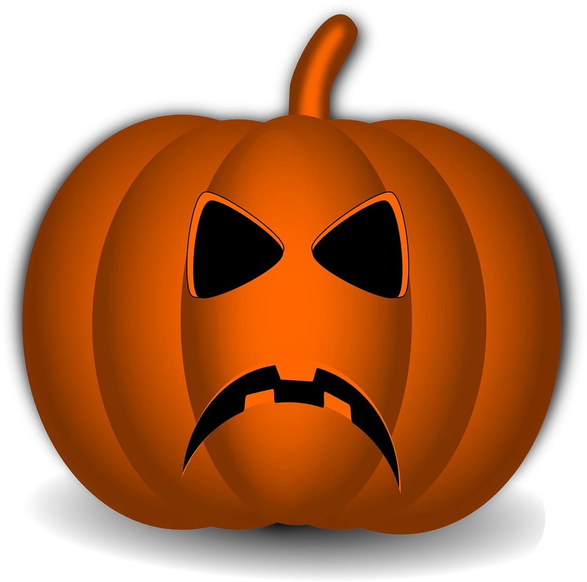 Spooky Halloween Carved Pumpkin Clipart with Menacing Facial Expression