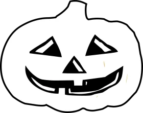 Spooky Halloween Jack-o'-Lantern Black and White Clipart Design with Triangular Features
