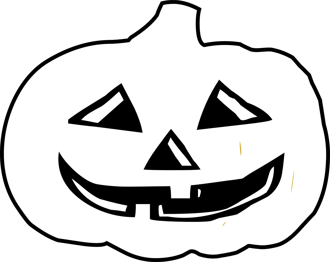Spooky Halloween Jack-o'-Lantern Black and White Clipart Design with Triangular Features