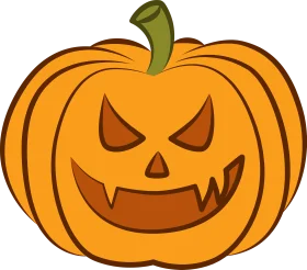 Spooky Halloween Jack-o'-Lantern Clipart with Menacing Carved Face Design