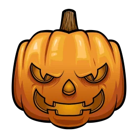 Spooky Halloween Jack-o'-Lantern Clipart with Menacing Carved Facial Expression