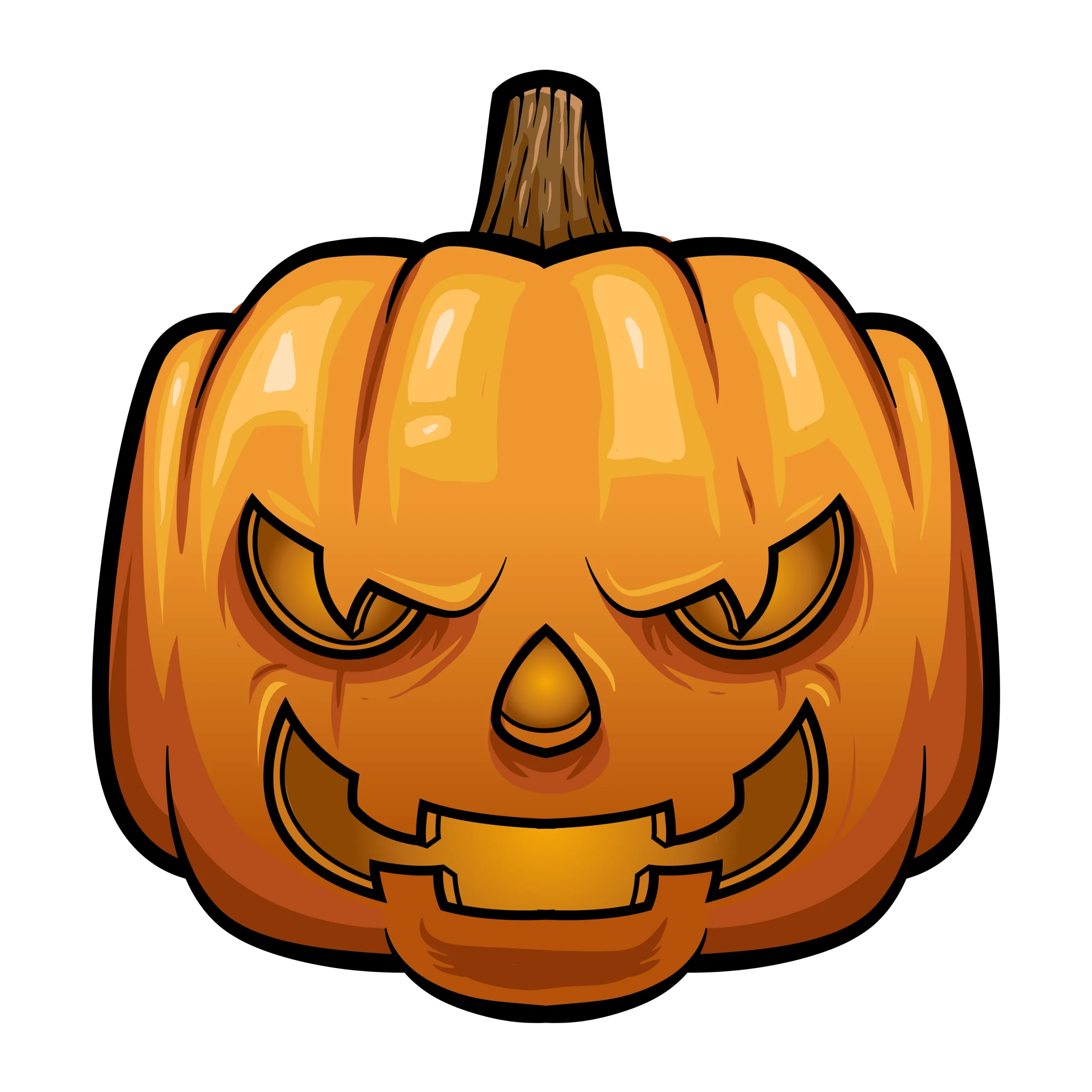 Spooky Halloween Jack-o'-Lantern Clipart with Menacing Carved Facial Expression