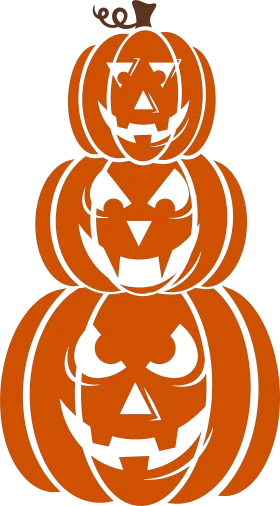 Stacked Jack-O-Lantern Halloween Pumpkin Faces Seasonal Festive Clipart Design