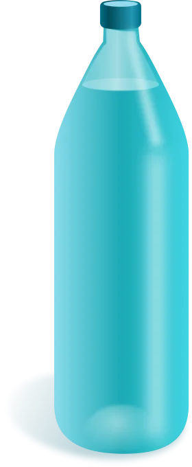 Translucent Aqua Blue Water Bottle Clipart with Soft Shading and Reflective Surface