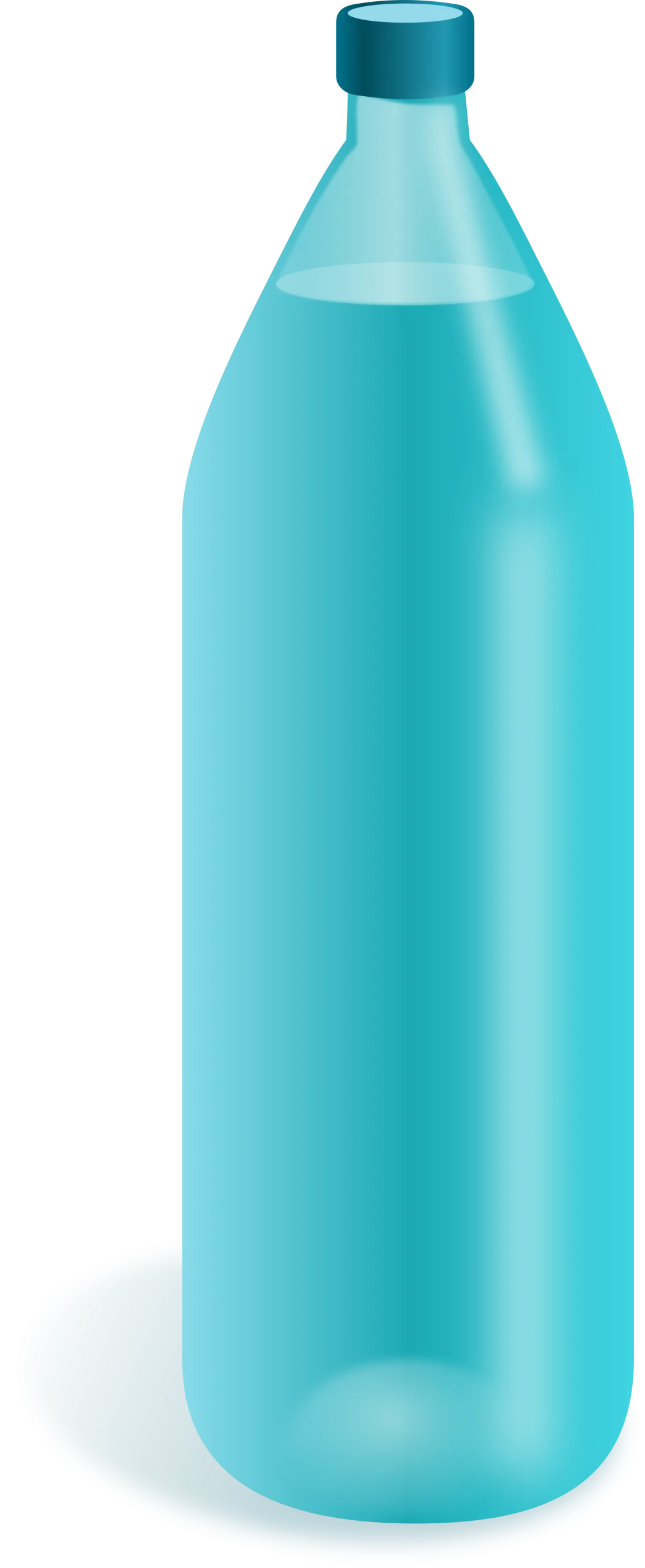Translucent Aqua Blue Water Bottle Clipart with Soft Shading and Reflective Surface