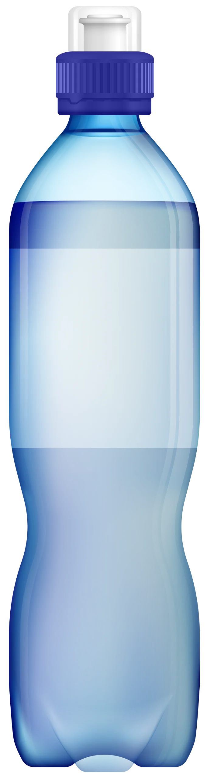 Transparent Blue Plastic Water Bottle Clipart with Sleek Ergonomic Design