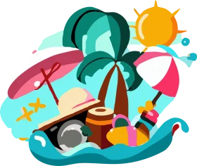 Tropical Summer Beach Vacation Escape Graphic Clipart Design
