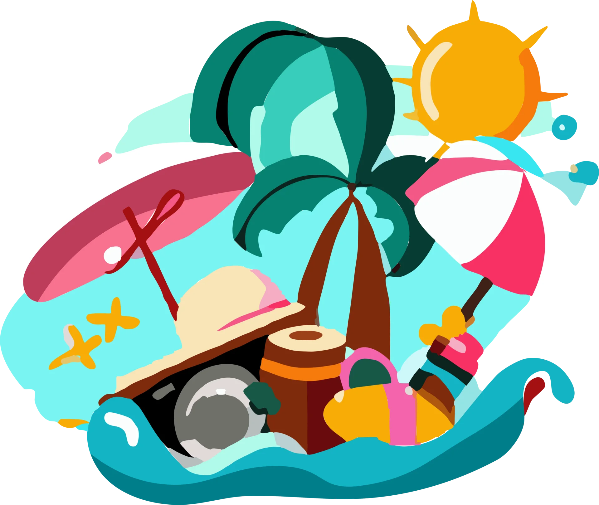 Tropical Summer Beach Vacation Escape Graphic Clipart Design