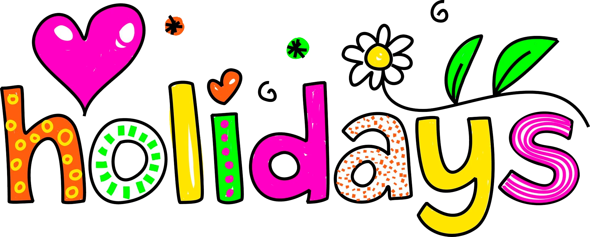 Whimsical and Cheerful Holidays Cartoon Clipart with Playful Typography