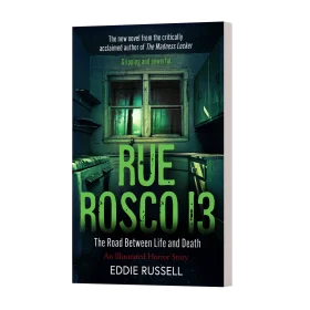 Dramatic Noir Book Cover Clipart: Mysterious 'Rue Boscol3' Thriller Artwork Design