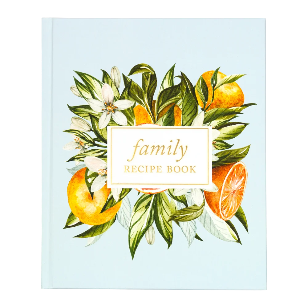 Elegant Lemon and Floral Family Recipe Book Clipart Design