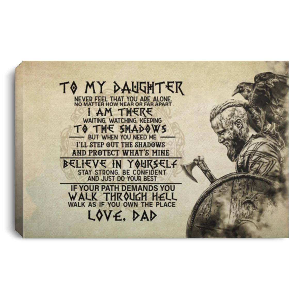 Emotional Father-Daughter Bond Warrior Clipart Motivational Canvas Art