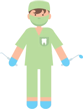 Professional Dental Care Clipart Illustration of Dentist in Surgical Attire