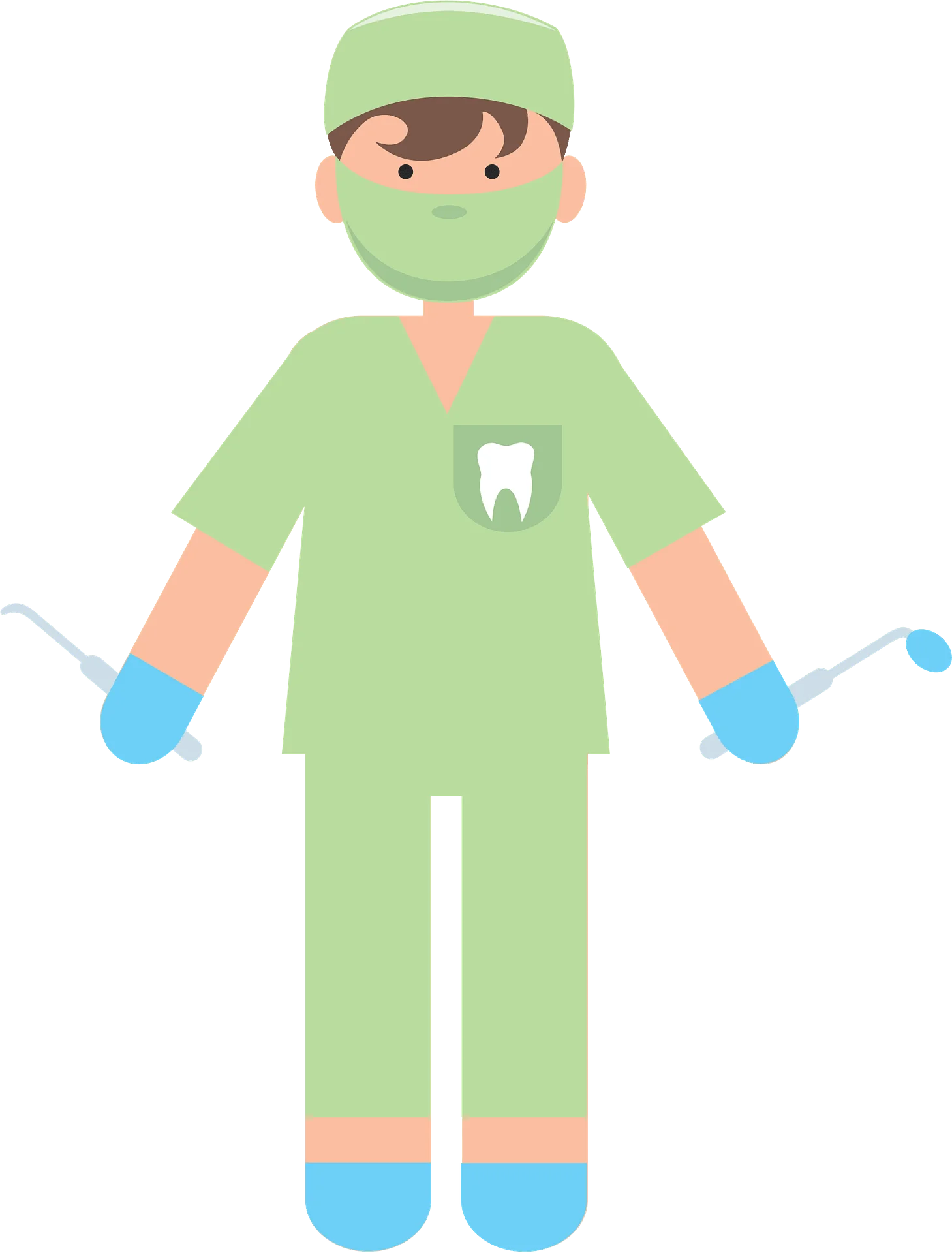Professional Dental Care Clipart Illustration of Dentist in Surgical Attire