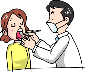 Professional Dental Examination Clipart: Careful Oral Health Check-up Illustration