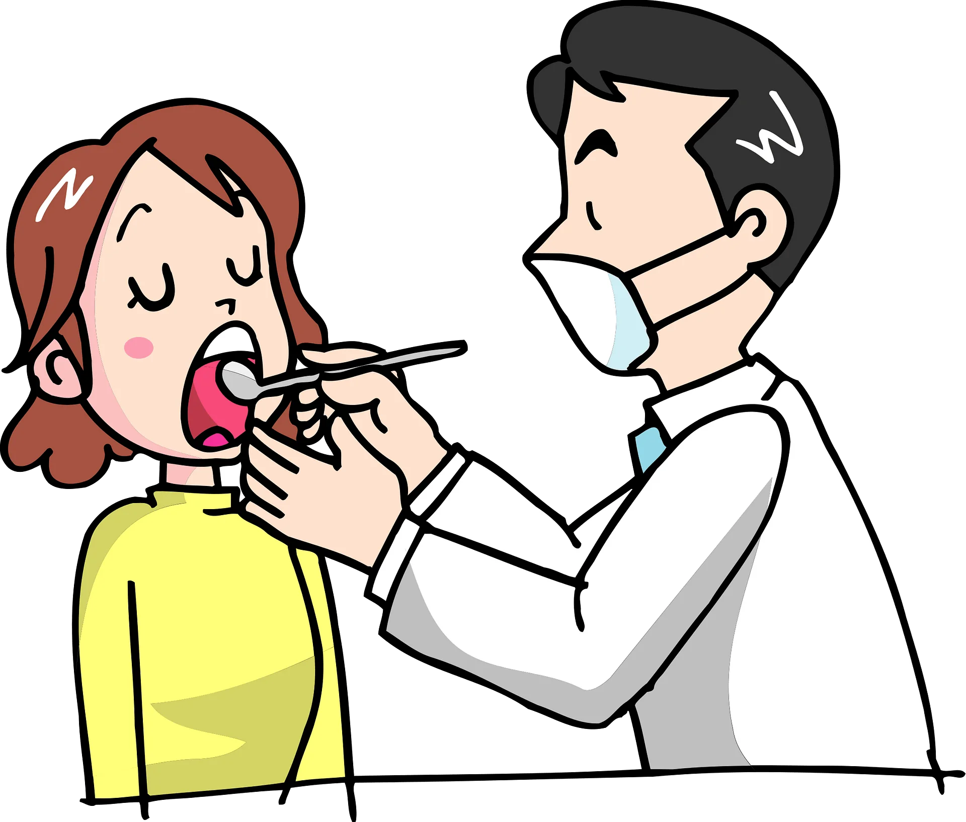 Professional Dental Examination Clipart: Careful Oral Health Check-up Illustration