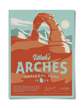 Vintage Retro Clipart Poster of Utah's Arches National Park Landscape Design