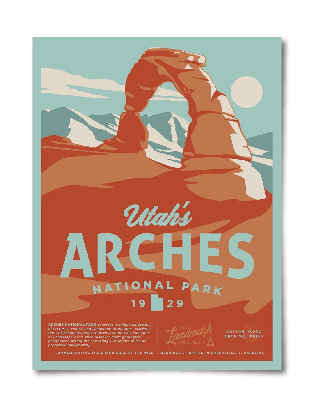 Vintage Retro Clipart Poster of Utah's Arches National Park Landscape Design