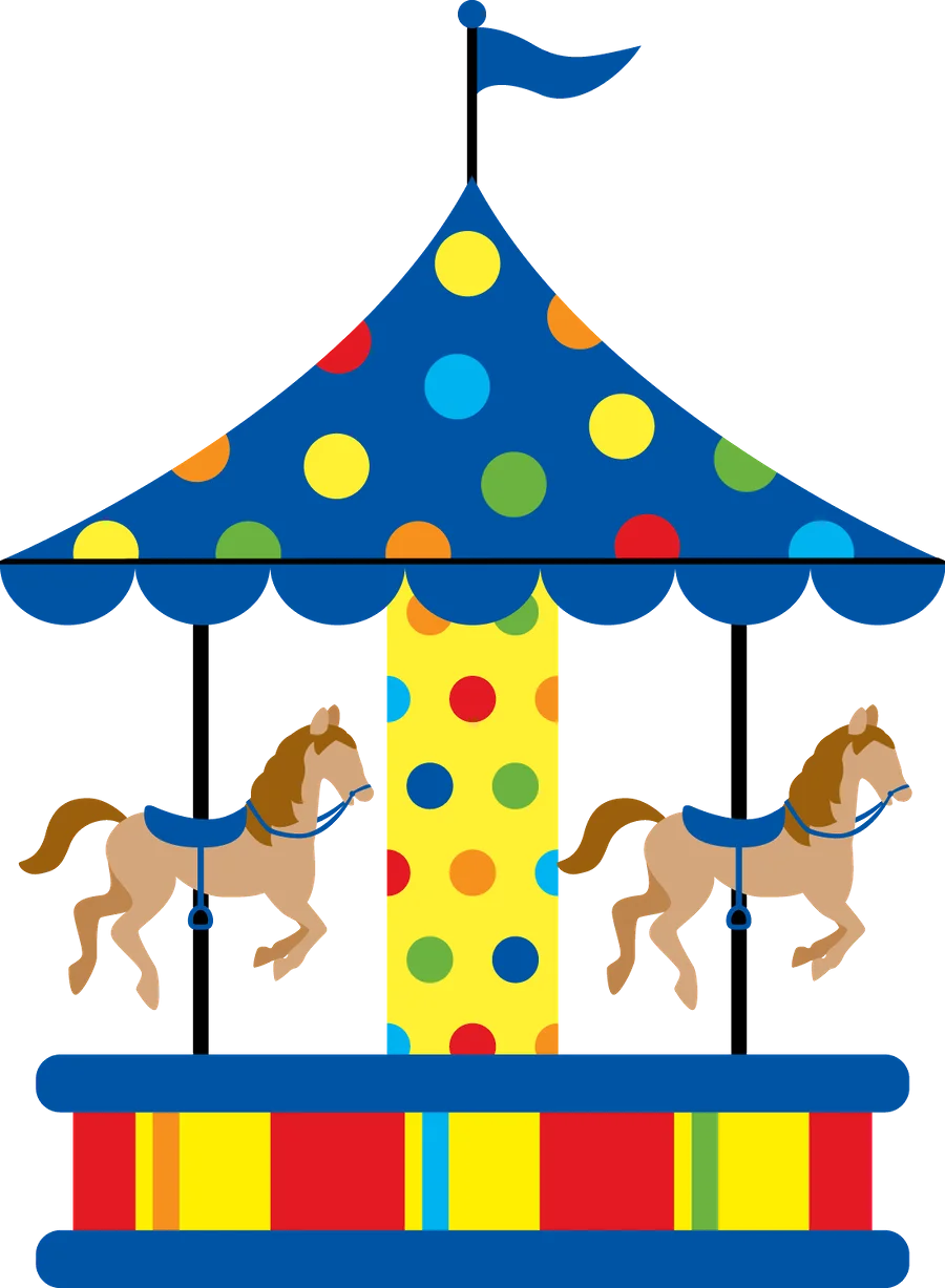 Cheerful Carousel Horses Spinning on a Colorful Carnival Clipart Ride