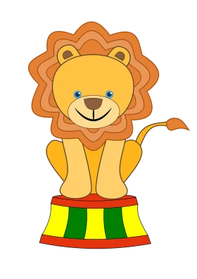 Cheerful Circus Lion Performer Clipart Cartoon Character Design