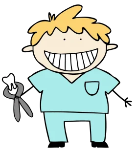 Cheerful Dental Professional Cartoon Clipart Illustration with Pliers