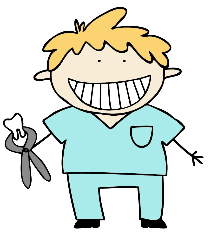 Cheerful Dental Professional Cartoon Clipart Illustration with Pliers
