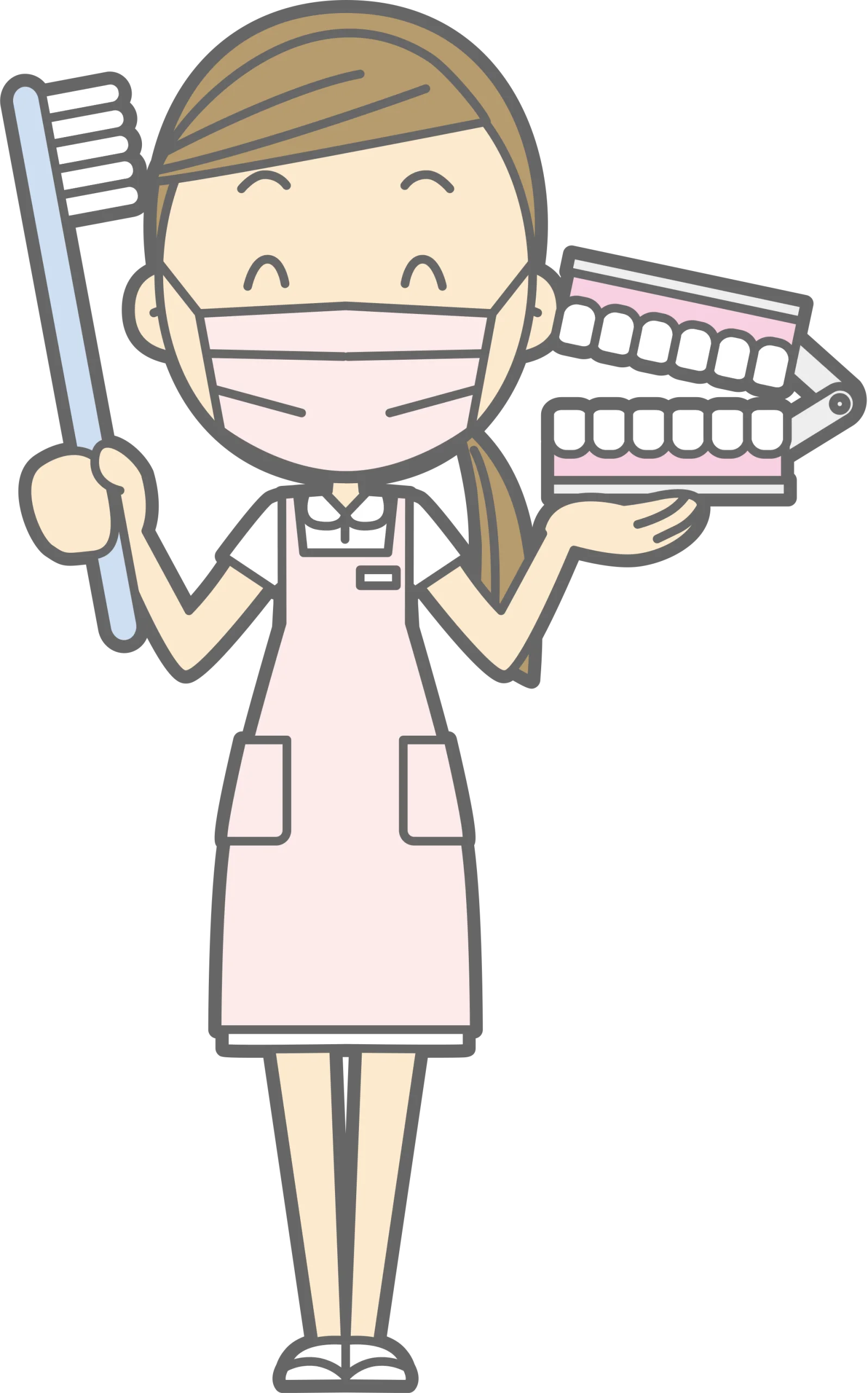 Cheerful Dental Professional with Toothbrush and Dental Model Cartoon Clipart Illustration