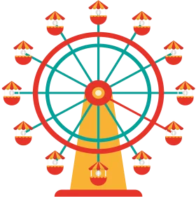 Classic Carnival Ferris Wheel Clipart with Cheerful Spinning Passenger Cabins