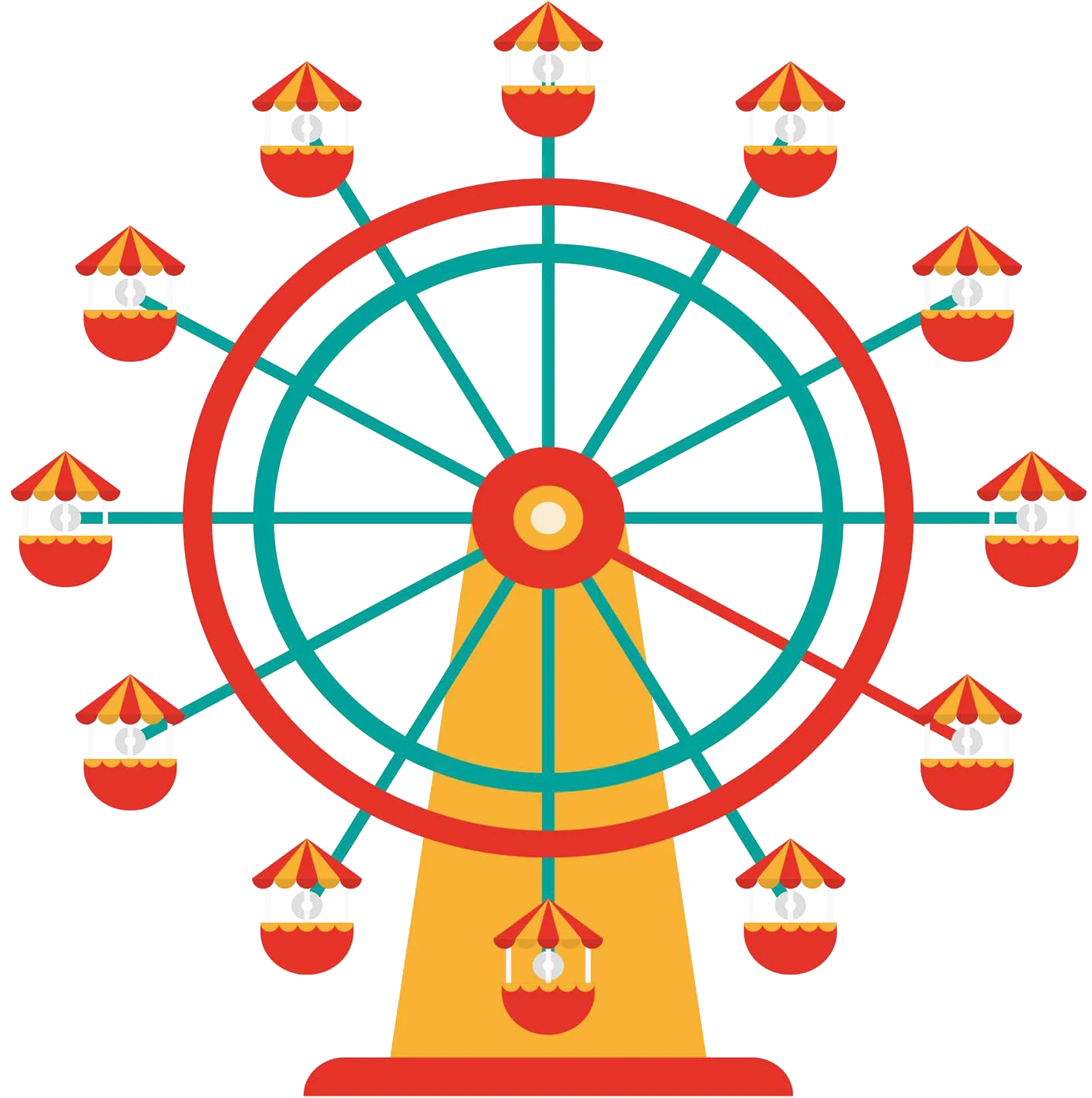 Classic Carnival Ferris Wheel Clipart with Cheerful Spinning Passenger Cabins