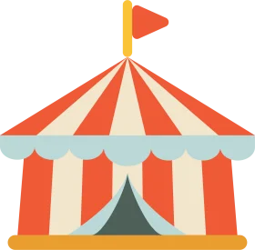 Classic Circus Tent Clipart Illustration with Festive Red and White Stripes