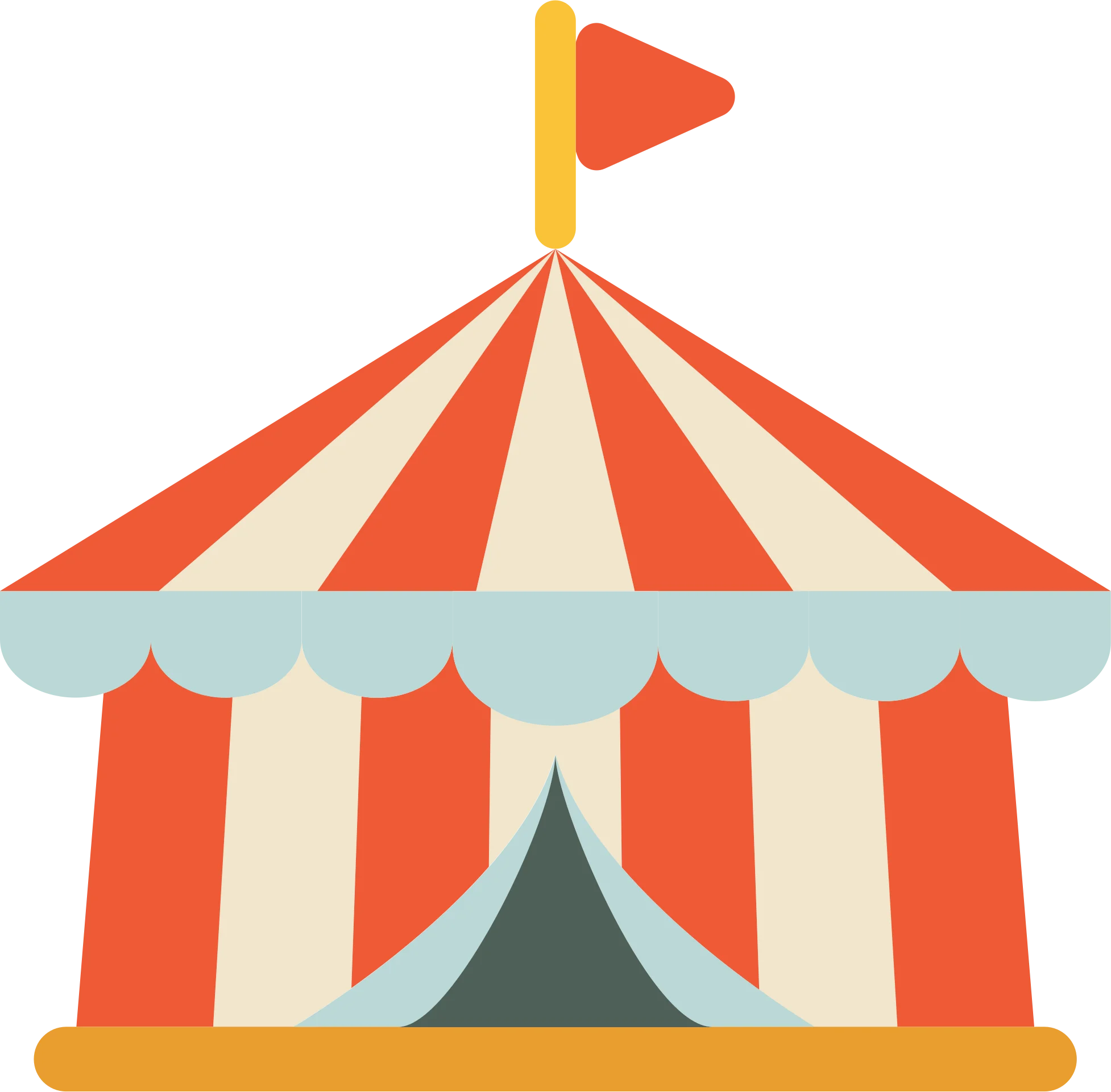 Classic Circus Tent Clipart Illustration with Festive Red and White Stripes