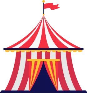 Classic Red and White Striped Circus Tent Clipart Design with Playful Flag