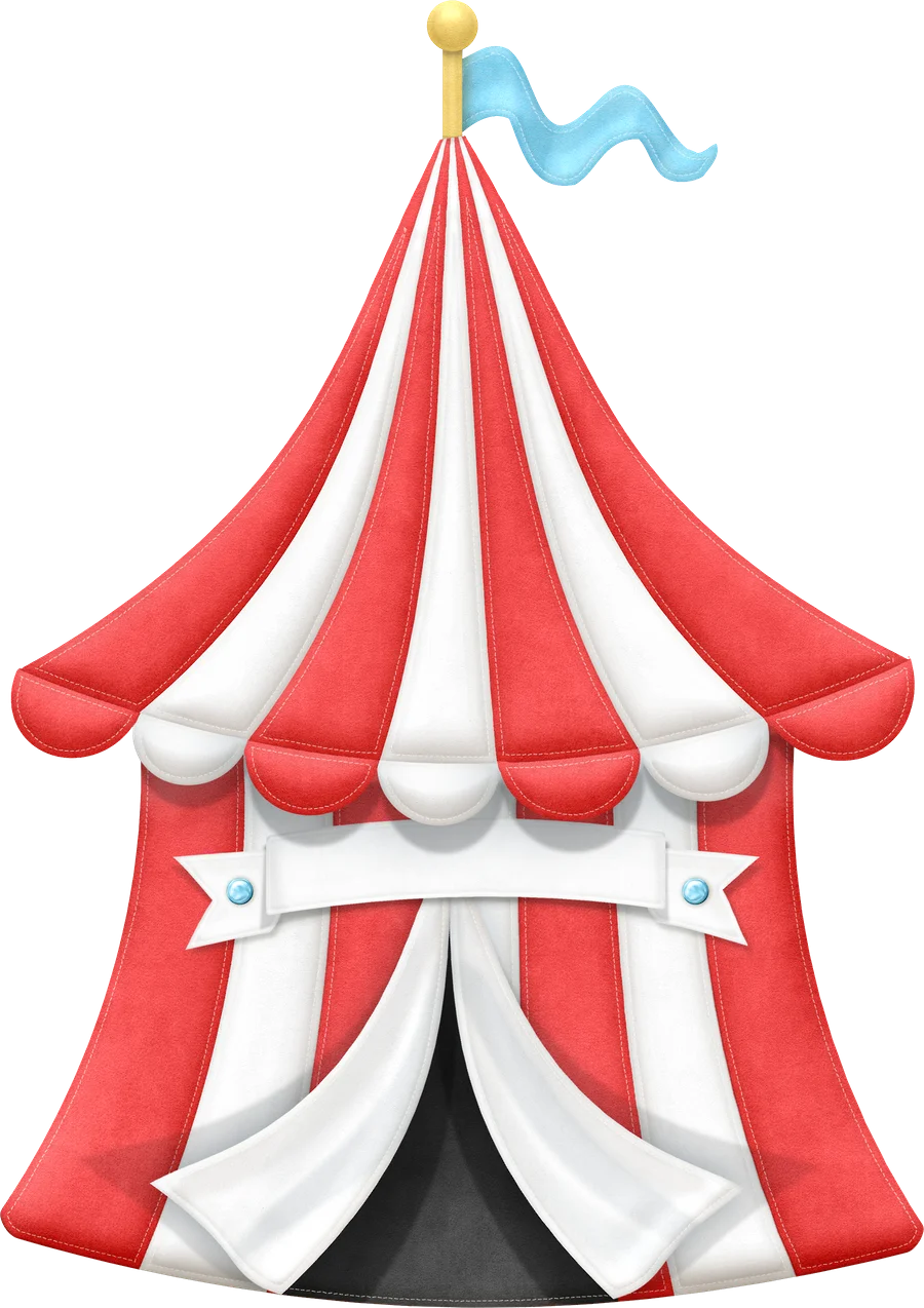 Classic Red and White Striped Circus Tent Clipart with Fluttering Flag