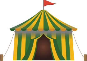 Classic Striped Circus Tent Carnival Clipart with Playful Red Flag