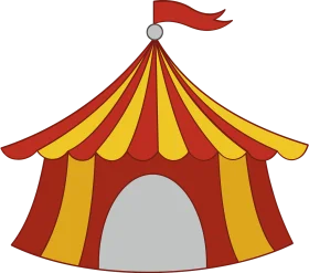 Classic Vintage Circus Carnival Tent Clipart Design with Bold Color Scheme