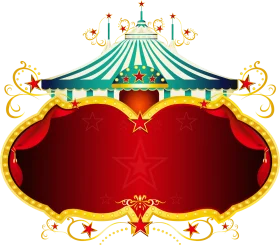 Enchanting Circus Carnival Clipart with Ornate Tent and Decorative Frame