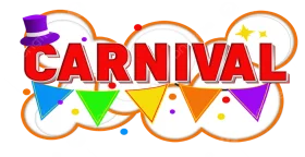 Festive Carnival Celebration Clipart with Colorful Typography and Decorative Pennants