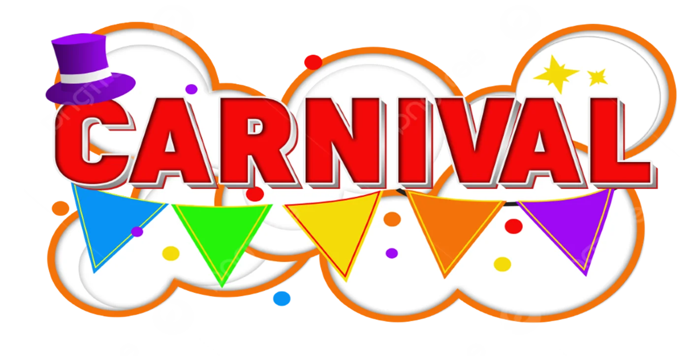 Festive Carnival Celebration Clipart with Colorful Typography and Decorative Pennants