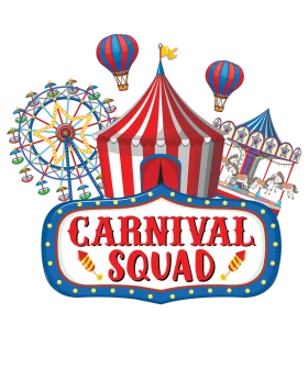 Festive Carnival Squad Clipart Illustration with Circus Tent and Rides