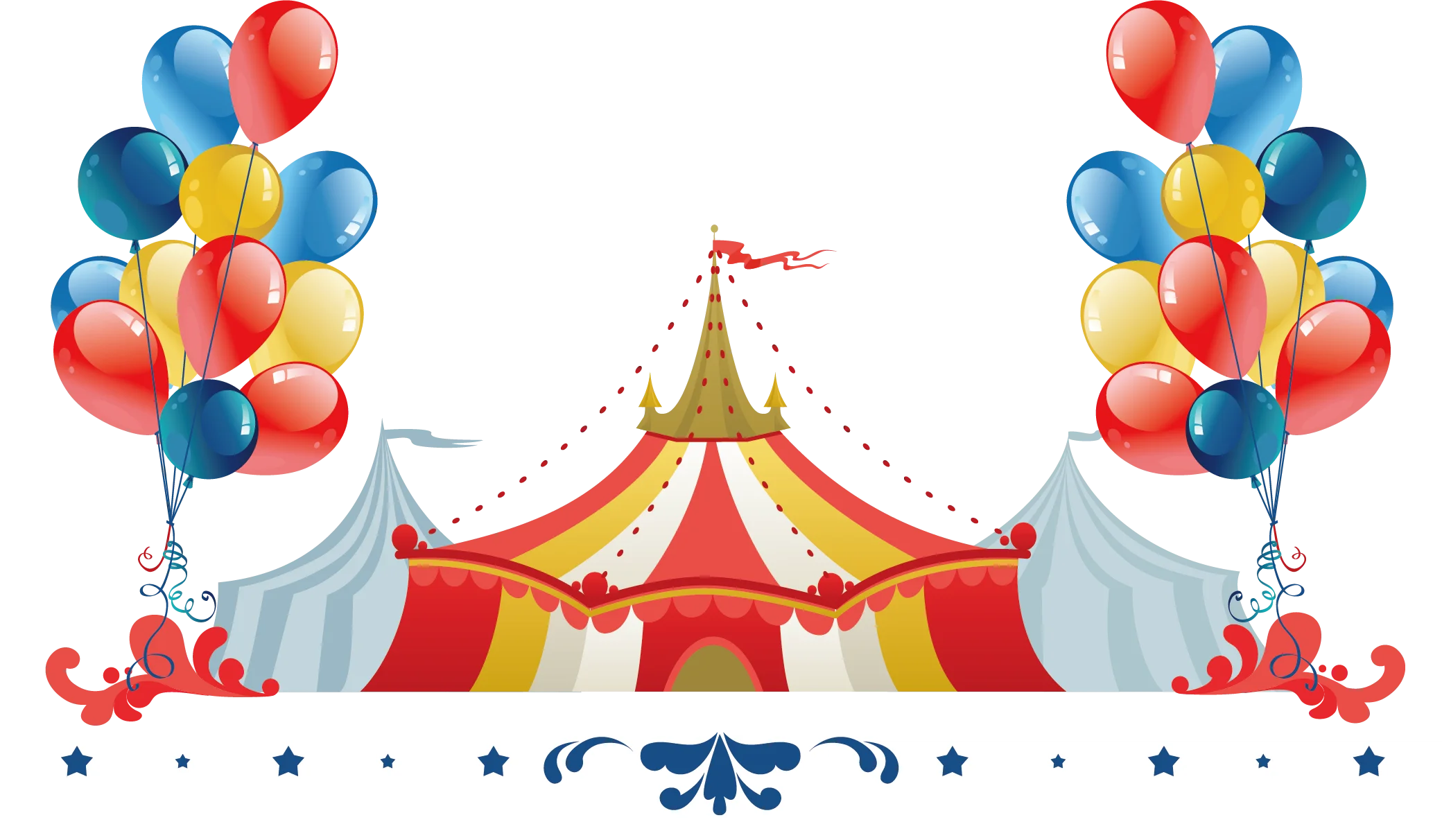 Festive Circus Carnival Clipart with Colorful Balloons and Grand Tent