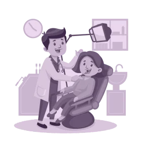 Friendly Dental Care Clipart: A Cheerful Dental Checkup Illustration