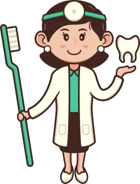 Friendly Dental Professional Cartoon Clipart Illustration with Tooth and Toothbrush