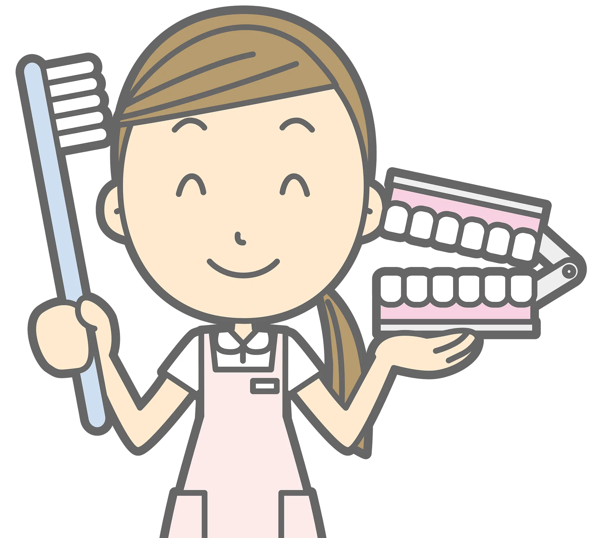 Friendly Dental Professional Illustration Clipart Showcasing Oral Hygiene Tools