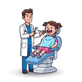 Friendly Pediatric Dentistry Clipart: Child's Dental Check-up Illustration