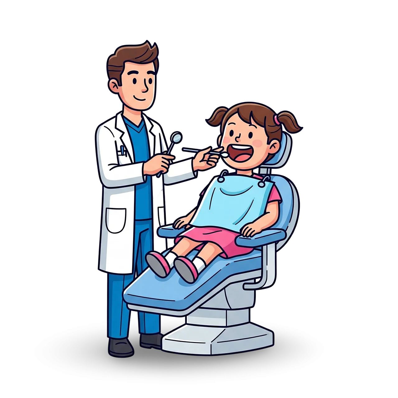 Friendly Pediatric Dentistry Clipart: Child's Dental Check-up Illustration