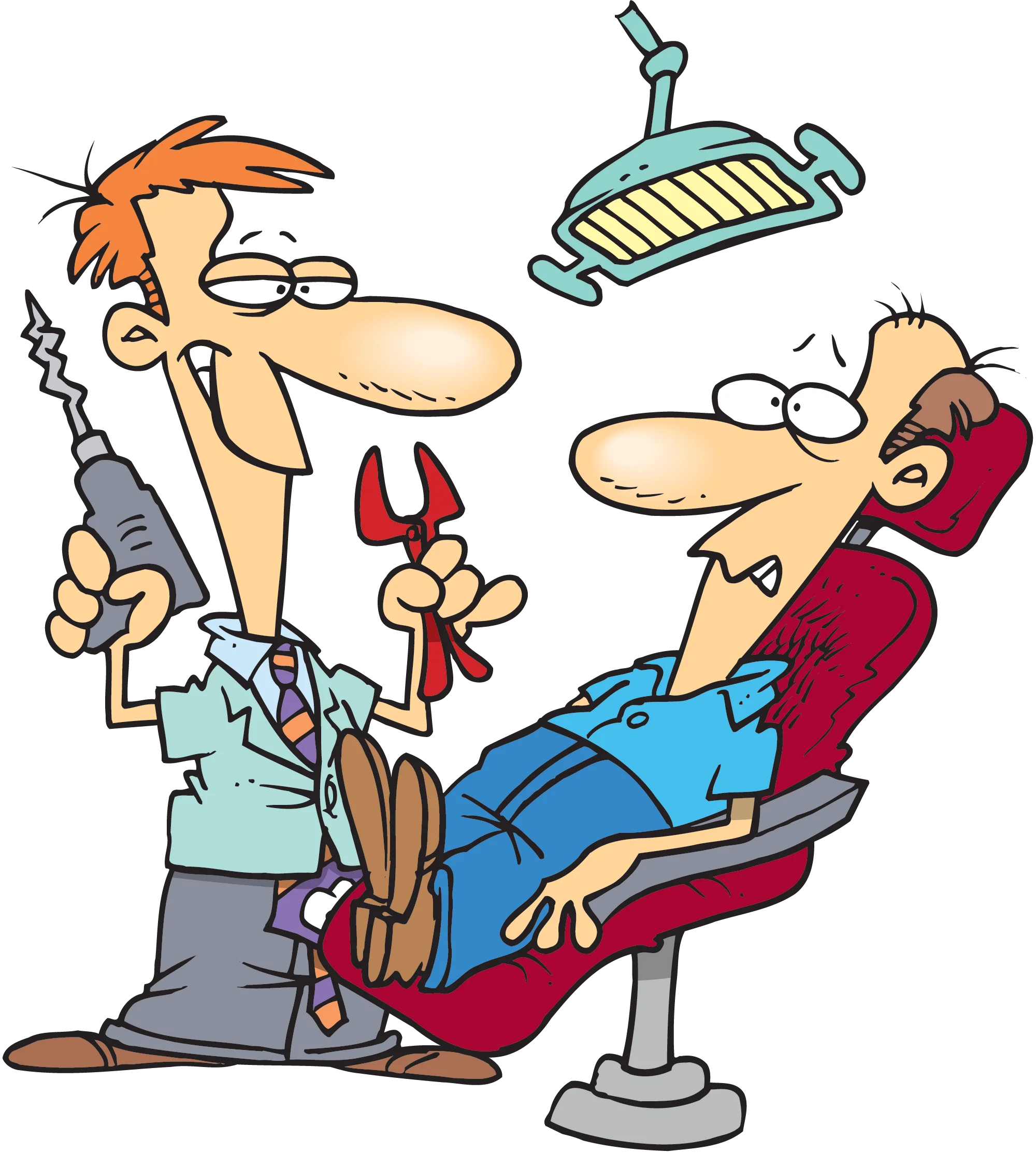 Humorous Dental Procedure Clipart Illustration of Dentist and Patient Scenario
