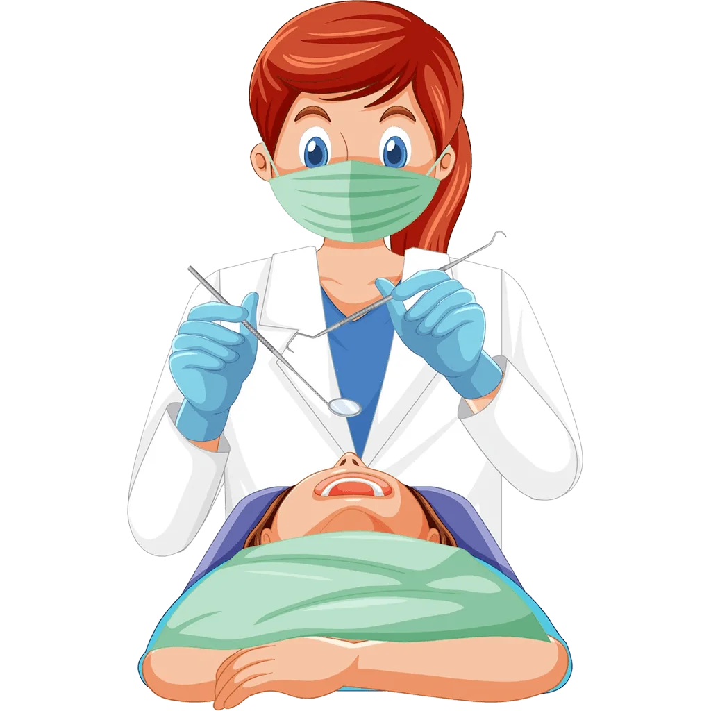 Professional Dental Care Clipart: Skilled Dentist Performing Examination