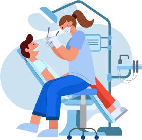 Professional Dental Care Procedure Illustration Clipart with Modern Design