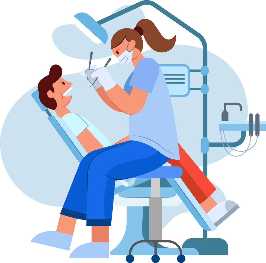 Professional Dental Care Procedure Illustration Clipart with Modern Design